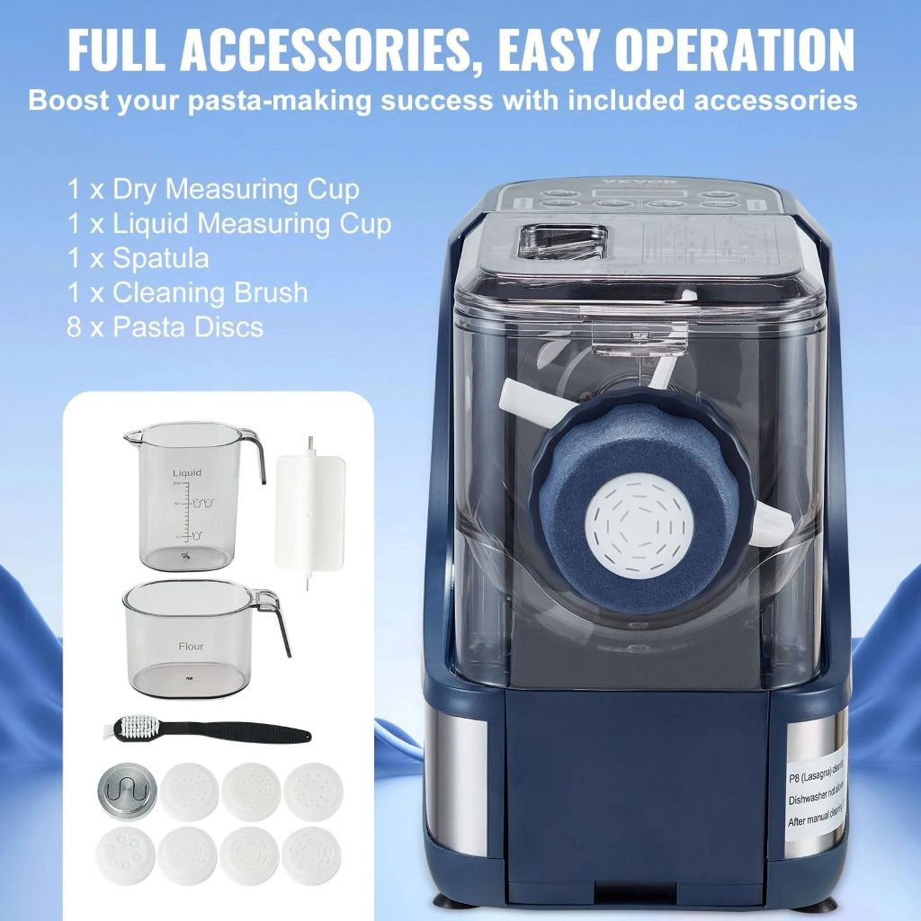 VEVOR pasta maker on kitchen counter during product review.