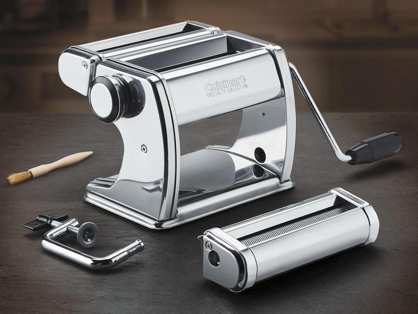 Cuisinart CTG-00-PM pasta maker comparing electric and manual use