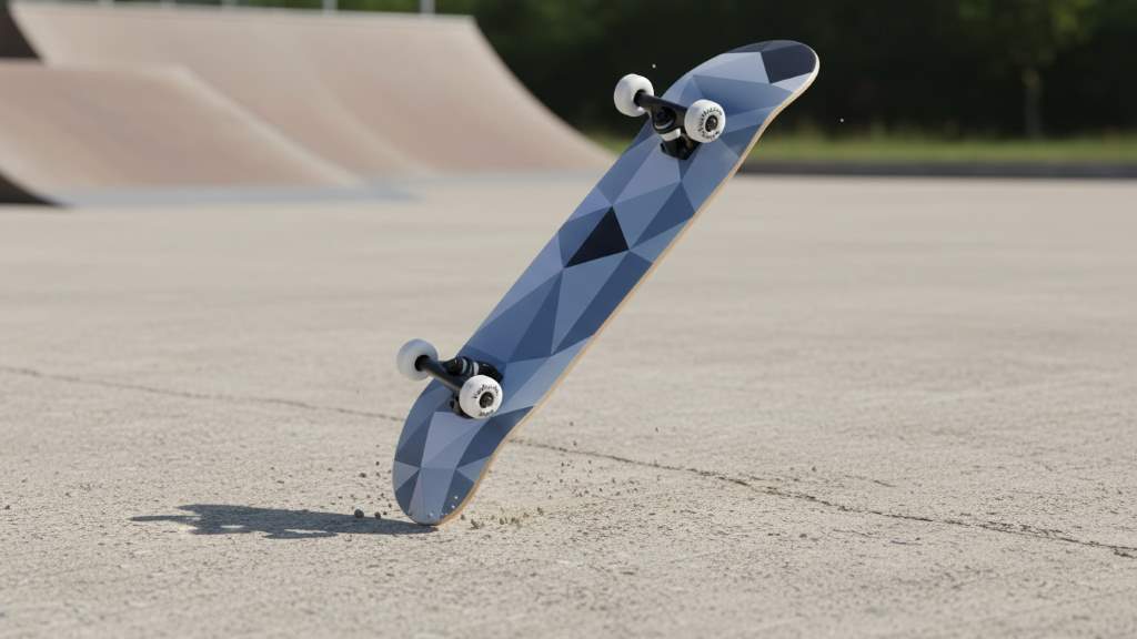 WhiteFang 31-inch beginner skateboard undergoing drop impact durability test on concrete surface