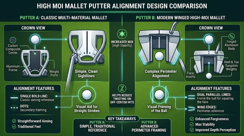 best blade putters for men lined up on golf green surface
