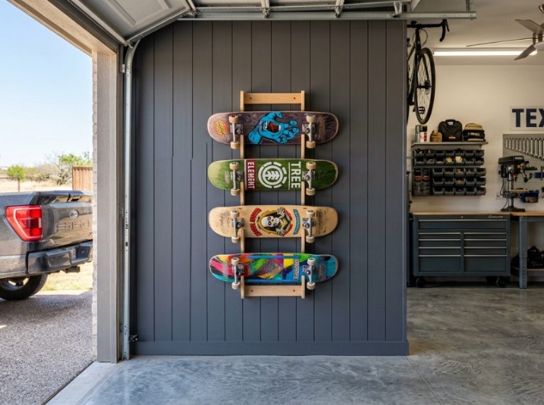 How to Store Skateboards on Texas Garage Walls